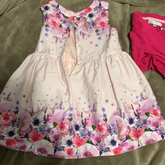 Pink cardigan and dress 18-24 months with belt - Picture 2 of 8